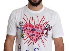 White Saint Valentine Hearts Print Men  T-shirt Dolce & Gabbana