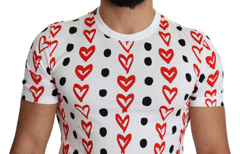 White Hearts Print  Cotton Men Top T-shirt Dolce & Gabbana