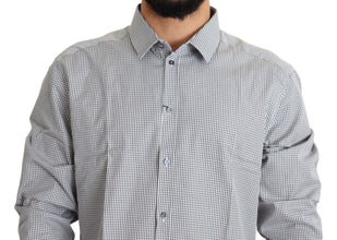 Black White Checkered GOLD Dress Cotton Shirt Dolce & Gabbana
