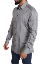 Gray Cotton Men Formal GOLD Dress Shirt Dolce & Gabbana