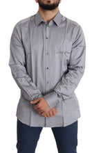Gray Cotton Men Formal GOLD Dress Shirt Dolce & Gabbana