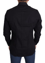 Black Cotton Stretch Formal GOLD Dress Shirt Dolce & Gabbana