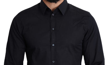 Blue Cotton Formal GOLD Dress Shirt Dolce & Gabbana