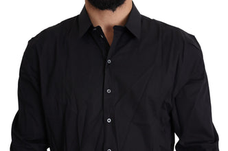 Black Cotton Stretch Dress SICILIA Shirt Dolce & Gabbana