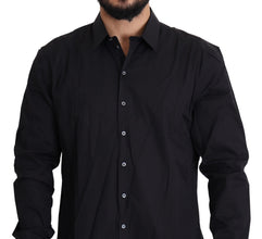 Black Cotton Stretch Dress SICILIA Shirt Dolce & Gabbana