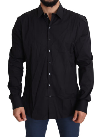 Black Cotton Stretch Dress SICILIA Shirt Dolce & Gabbana