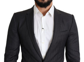 Black Wool Single Breasted Coat MARTINI Blazer Dolce & Gabbana