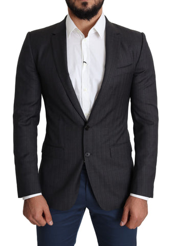 Black Wool Single Breasted Coat MARTINI Blazer Dolce & Gabbana