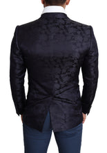 Blue Floral Jacquard Silk Coat MARTINI Blazer Dolce & Gabbana