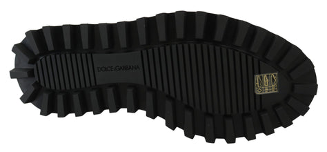 Black Rubberized Calfskin Chunky Derby Vulcano Shoes Dolce & Gabbana