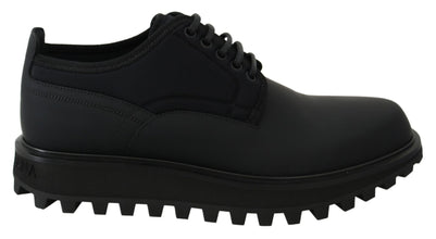 Black Rubberized Calfskin Chunky Derby Vulcano Shoes Dolce & Gabbana