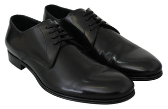 Derby Napoli Black Leather Dress Formal Shoes Dolce & Gabbana