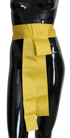 Yellow Wide Snap Button Closure Silk Belt Dolce & Gabbana