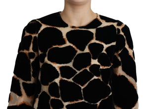 Black Giraffe Print Shift Mini Dress Dolce & Gabbana
