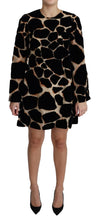 Black Giraffe Print Shift Mini Dress Dolce & Gabbana