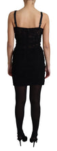 Black Lace Up Floral Corset Bustier Mini Dress Dolce & Gabbana