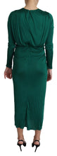 Green Fitted Silhouette Midi Viscose Dress Dolce & Gabbana