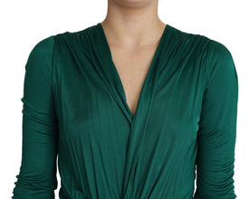 Green Fitted Silhouette Midi Viscose Dress Dolce & Gabbana