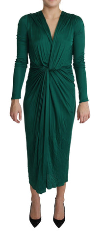 Green Fitted Silhouette Midi Viscose Dress Dolce & Gabbana