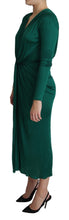 Green Fitted Silhouette Midi Viscose Dress Dolce & Gabbana
