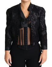 Black Lace Sheer Corset Organza Silk Jacket Dolce & Gabbana