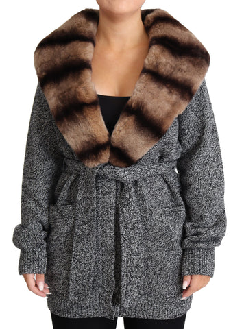 Gray Cardigan Fur Coat Cashmere Jacket Dolce & Gabbana