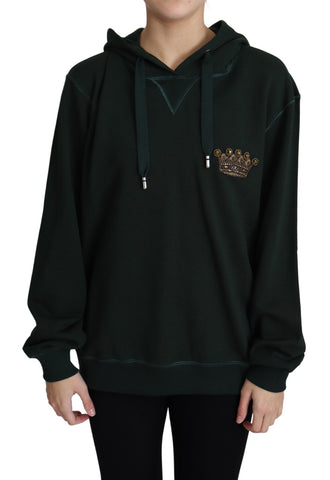 Dark Green Crown Embroidery Hoodie Dolce & Gabbana
