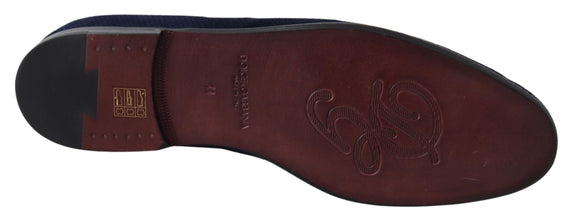 Blue Suede Caiman Loafers Slippers Shoes Dolce & Gabbana