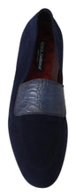 Blue Suede Caiman Loafers Slippers Shoes Dolce & Gabbana