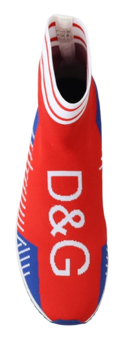 Blue Red Sorrento Logo Sneakers Socks Shoes Dolce & Gabbana