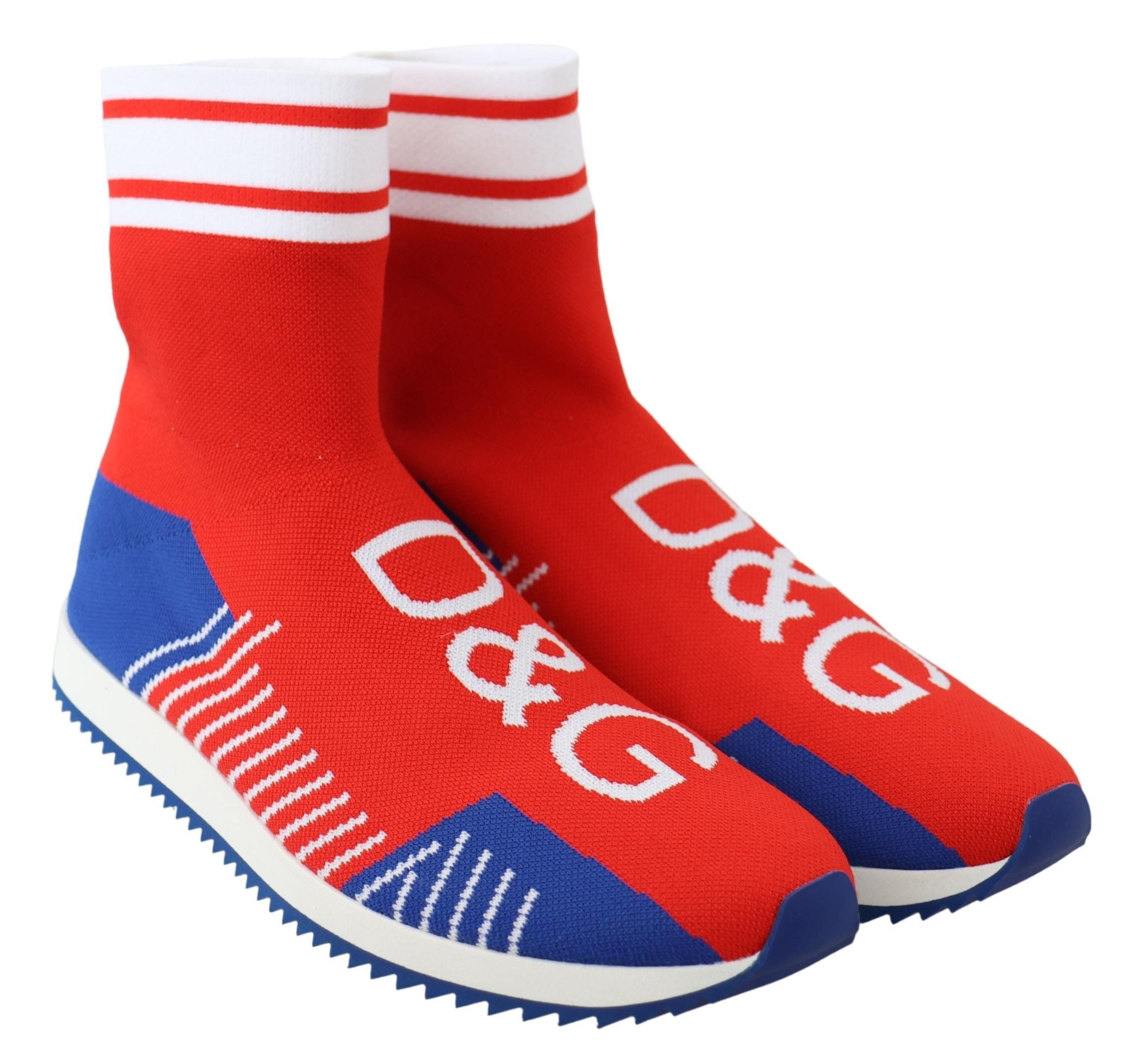 Blue Red Sorrento Logo Sneakers Socks Shoes Dolce & Gabbana