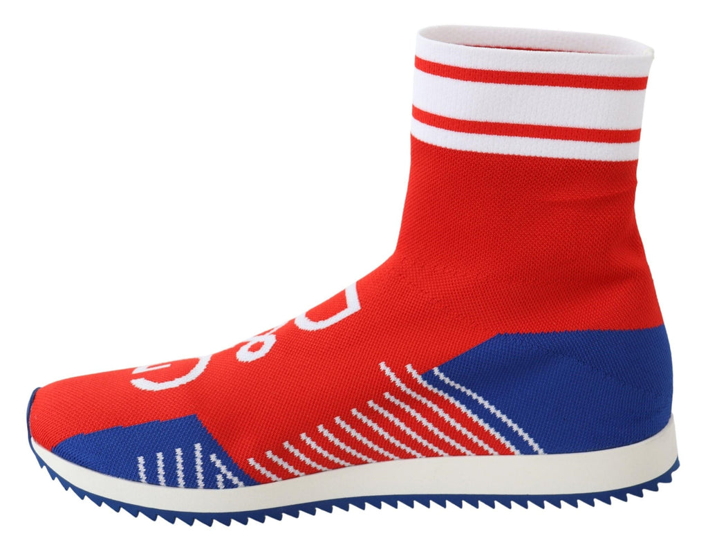 Blue Red Sorrento Logo Sneakers Socks Shoes Dolce & Gabbana