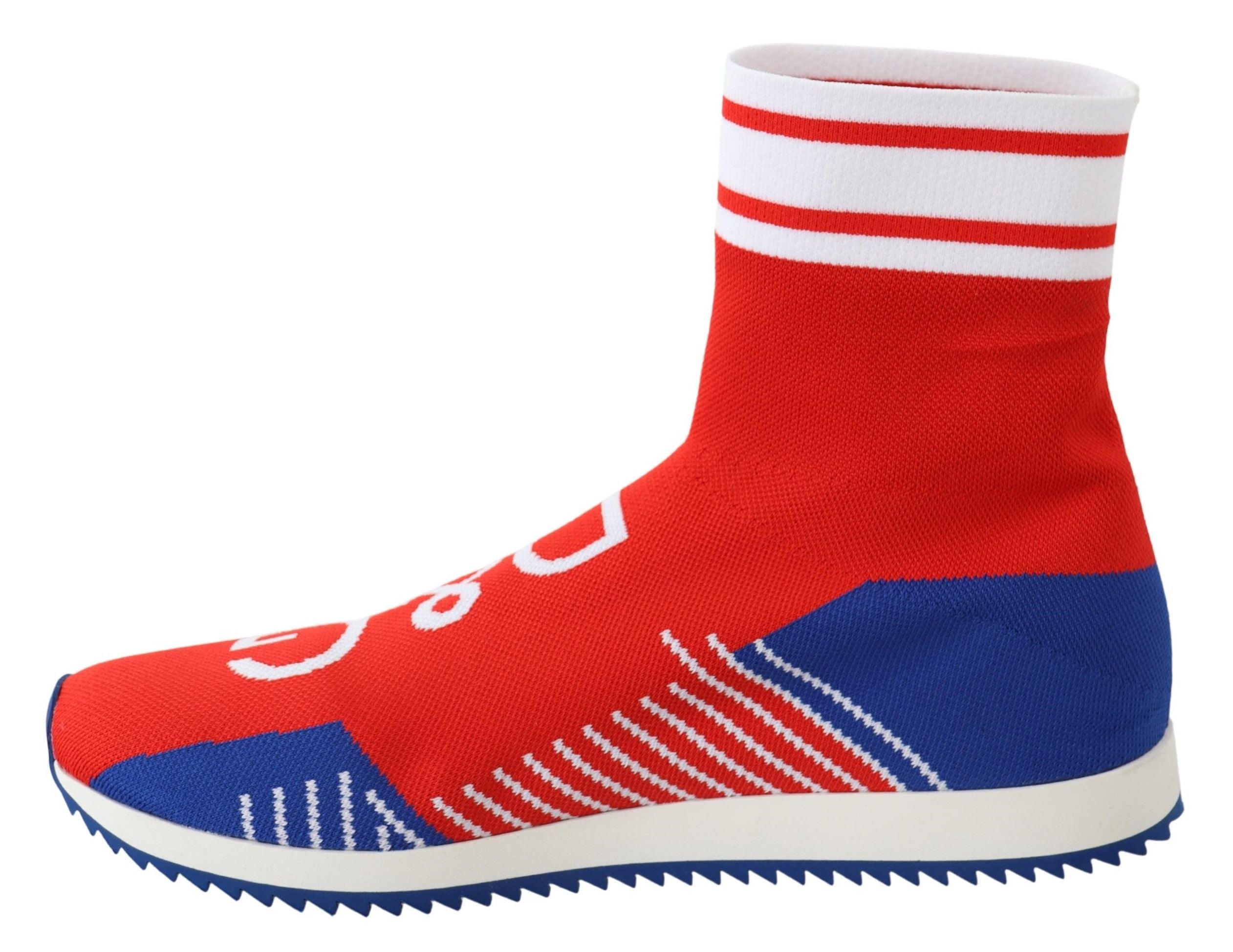 Blue Red Sorrento Logo Sneakers Socks Shoes Dolce & Gabbana