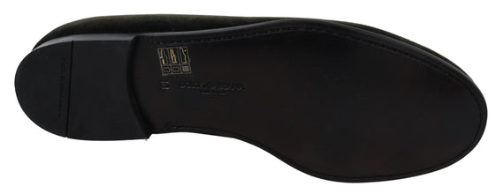 Green Velvet Slip On Mens Loafers Shoes Dolce & Gabbana