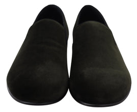 Green Velvet Slip On Mens Loafers Shoes Dolce & Gabbana