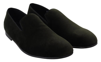 Green Velvet Slip On Mens Loafers Shoes Dolce & Gabbana