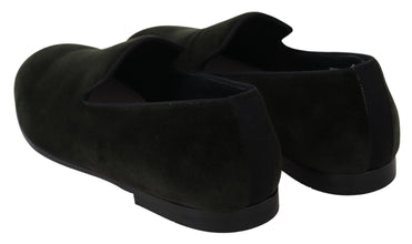 Green Velvet Slip On Mens Loafers Shoes Dolce & Gabbana