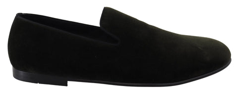 Green Velvet Slip On Mens Loafers Shoes Dolce & Gabbana