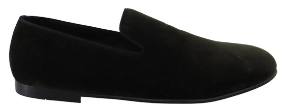 Green Velvet Slip On Mens Loafers Shoes Dolce & Gabbana