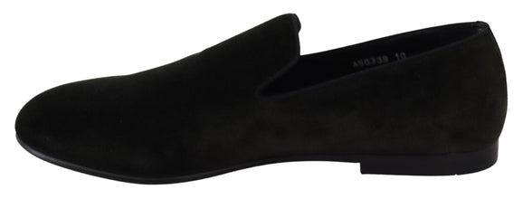 Green Velvet Slip On Mens Loafers Shoes Dolce & Gabbana