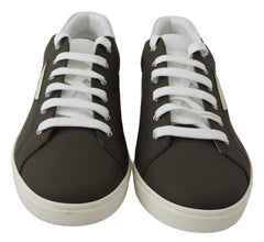 White Green Leather Low Top Sneakers Shoes Dolce & Gabbana