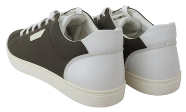 White Green Leather Low Top Sneakers Shoes Dolce & Gabbana