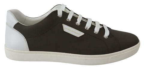 White Green Leather Low Top Sneakers Shoes Dolce & Gabbana