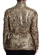 Brown Leopard Fit Turtleneck Sequin Sweater Dolce & Gabbana