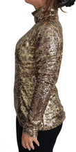 Brown Leopard Fit Turtleneck Sequin Sweater Dolce & Gabbana