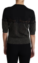 Black Shiny Lurex Lace Insert Pullover Top Dolce & Gabbana