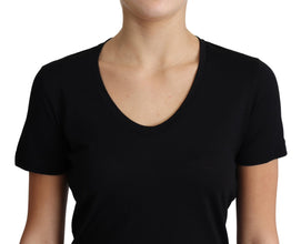 Black Wool Round Neck Short Sleeves T-shirt Dolce & Gabbana
