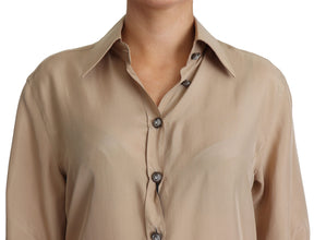 Beige Silk Shirt Decorative Buttons Top Dolce & Gabbana
