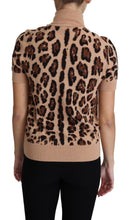 Beige Leopard Print Virgin Wool Turtleneck Top Dolce & Gabbana
