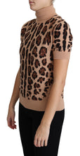Beige Leopard Print Virgin Wool Turtleneck Top Dolce & Gabbana